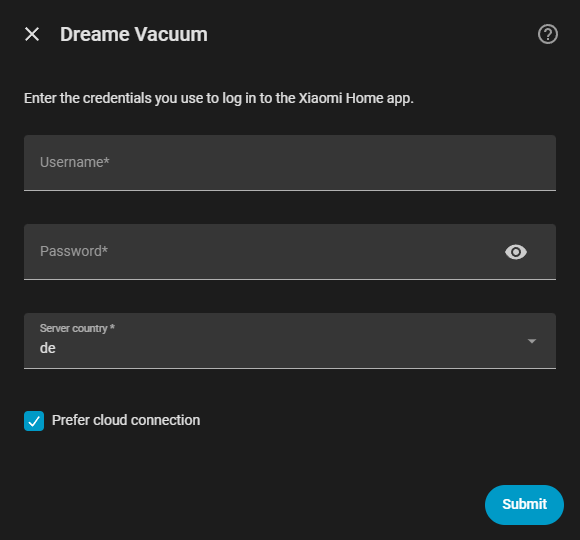 Xiaomi Home Configuration