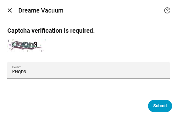 Xiaomi Home Captcha