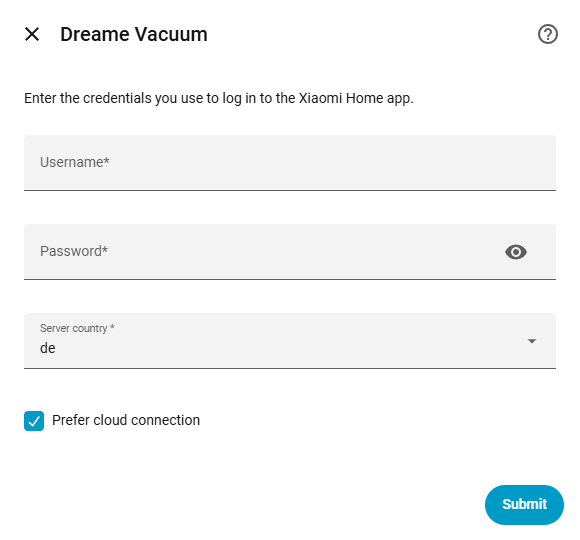 Xiaomi Home Configuration