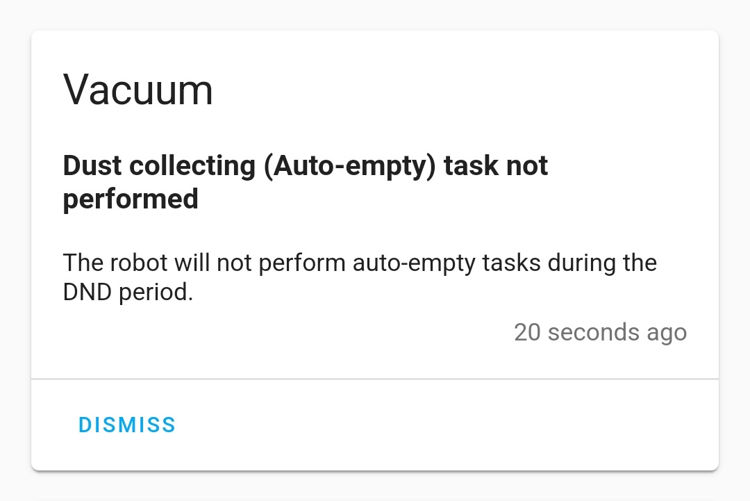 Dust collection not performed notification